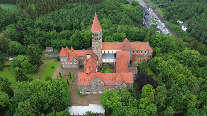 drone video Clervaux abbey Luxembourg europe