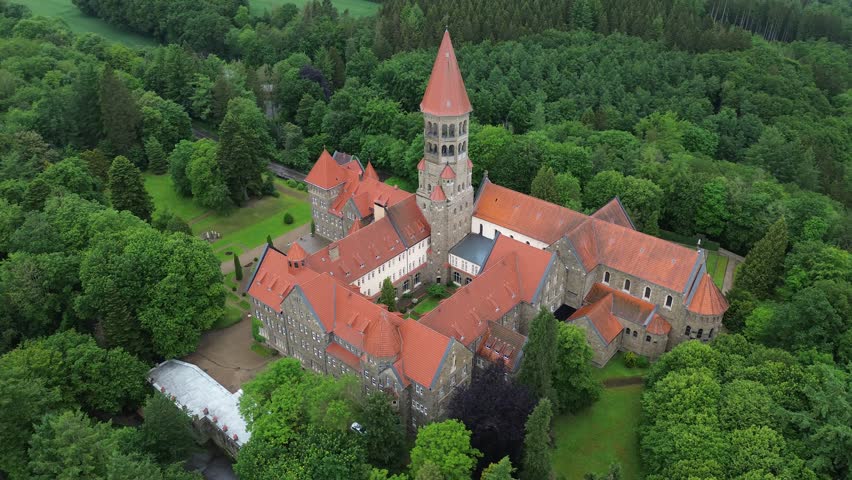 drone video Clervaux abbey Luxembourg europe