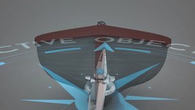 Animation of compass with objective and goal text over boat. Global finance, business, connections, computing and data processing concept digitally generated video. - Powered by Shutterstock - Get 15% off with code: PIKWIZARD15