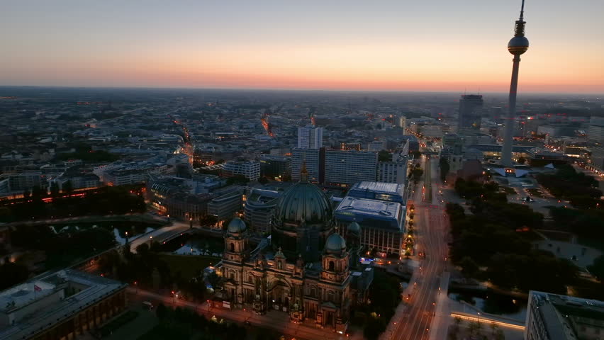 Aerial view of famous places Berlin Cathedral Berliner Dom on the Museum in the historic centre of Berlin , Germany
