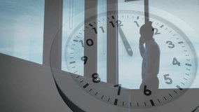 Animation of clock ticking over african american businessman in office. Global finance, business, connections, computing and data processing concept digitally generated video. - Powered by Shutterstock - Get 15% off with code: PIKWIZARD15