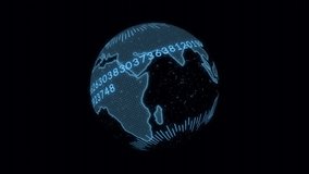 Rotating globe with binary numbers and data processing animation over digital background. Technology, futuristic, virtual, matrix, global, network - Powered by Shutterstock - Get 15% off with code: PIKWIZARD15