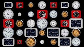 Retro analogue clocks in stop motion made into large grid pattern - Powered by Shutterstock - Get 15% off with code: PIKWIZARD15