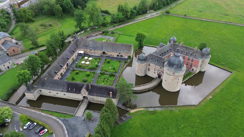 drone video Lavaux-Sainte-Anne castle Belgium europe