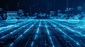 Futuristic cloud computing network with glowing digital pathways, representing cloud technology, data flow, and global connectivity. Cybersecurity digital data background - Powered by Shutterstock - Get 15% off with code: PIKWIZARD15