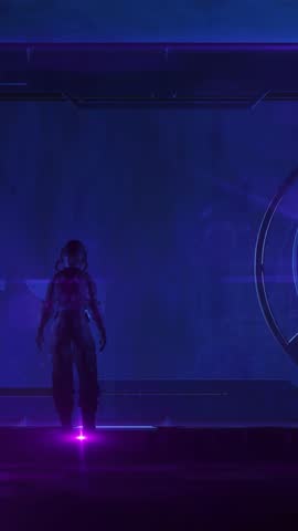 Astronaut of the future on his ship in orbit of the planet, 3D render. 3D Illustration