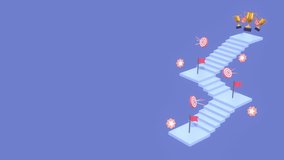 Progress, Improvement Or Challenge To Reach Goal Concept Animation. Step To Success Concept Animation With Copy Space. Business Target, Business Journey, Reach Goal, Success Ladder. - Powered by Shutterstock - Get 15% off with code: PIKWIZARD15