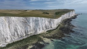Aerial view of white chalk cliffs at Seven Sisters, South Downs National Park, East Sussex, England, United Kingdom, Europe - Powered by Shutterstock - Get 15% off with code: PIKWIZARD15