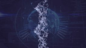 Animation of dna strand, data processing over globe. Global science, connections, computing and data processing concept digitally generated video. - Powered by Shutterstock - Get 15% off with code: PIKWIZARD15