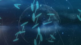 Animation of dna strand, data processing over globe. Global science, connections, computing and data processing concept digitally generated video. - Powered by Shutterstock - Get 15% off with code: PIKWIZARD15