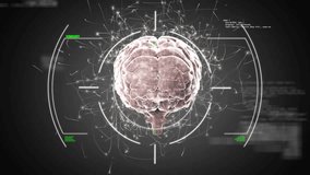 Animation of digital data processing over scope and human brain. Global science, connections, computing and data processing concept digitally generated video. - Powered by Shutterstock - Get 15% off with code: PIKWIZARD15