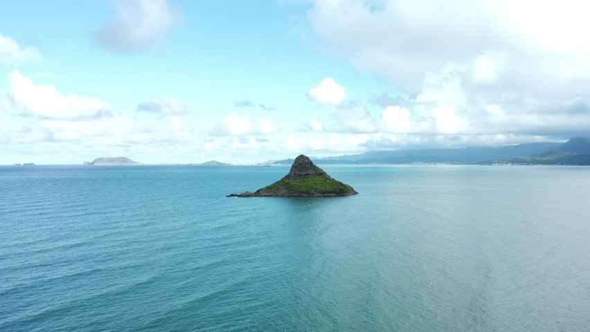 An aerial view of Mokoli’i Island in Oahu, Hawaii.