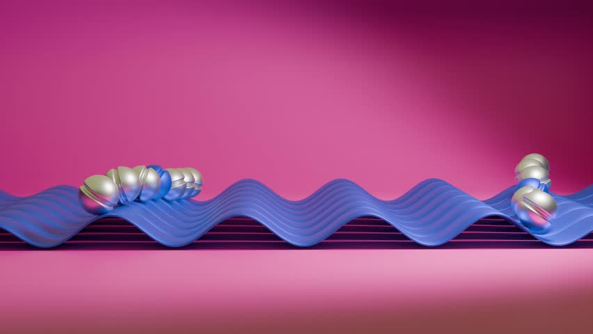 A colorful abstract shape with rolling ball motion in a seamless loop.