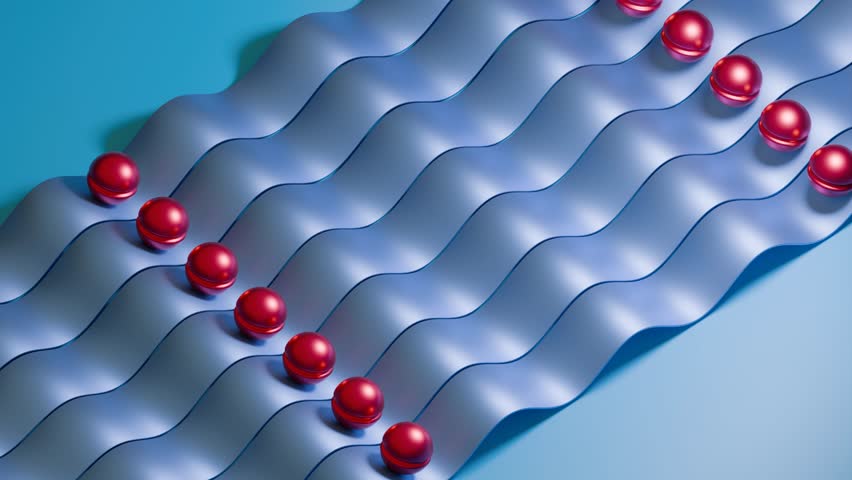 A colorful abstract shape with rolling ball motion in a seamless loop.