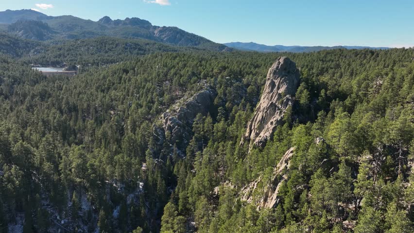 Aerial of the amazing landscape of the Black Hills in South Dakota.