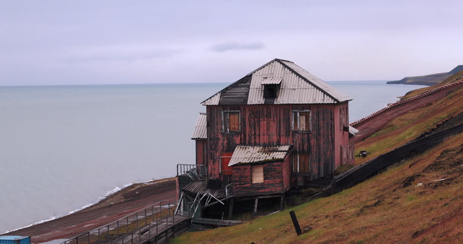 Old Soviet Buildings In Barentsburg, Svalbard, Arctic