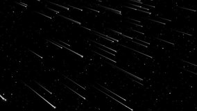 Bright White Shooting Stars Falling From Sky On Black Background. Lots Of Shooting Stars Falling Effects For Videos. 4k White Stars Moving On Black Bg. - Powered by Shutterstock - Get 15% off with code: PIKWIZARD15