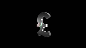 3D model with alpha channel of the Great British Pound symbol reflecting a candlestick chart and flag, ideal for video presentations or financial business use in Forex trading and currency exchange. - Powered by Shutterstock - Get 15% off with code: PIKWIZARD15