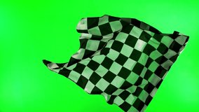 Checkered Race Flag . Slow Motion Wavy closeup fabric fluttering Racing Flag on green screen background . Formula One flag car motor sport . - Powered by Shutterstock - Get 15% off with code: PIKWIZARD15