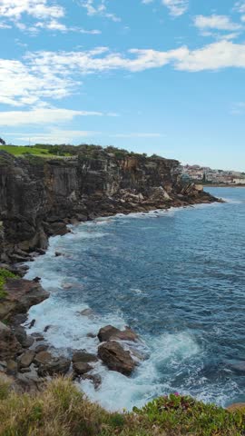 Landscape of Cliff Coogee Beach Sydney NSW Australia is located on Sydney's famous Coastal Walkway which stretches from Bondi Beach to Maroubra Beach - Travel Nature footage and Landmark 
