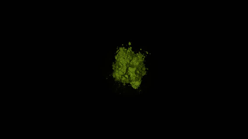 Super Slow Motion Shot of Matcha or Spirulina Powder Exploded Towards Camera at 1000fps.