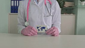 Doctor hand in white protective gloves hold plastic credit card. Payment medical service concept - Powered by Shutterstock - Get 15% off with code: PIKWIZARD15