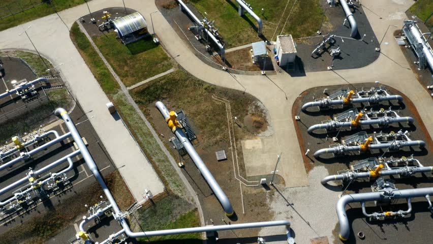 Gas pipeline Gazelle. One part of Nord Stream pipeline from Russia to European Union. High pressure pipes on a hot summer day.