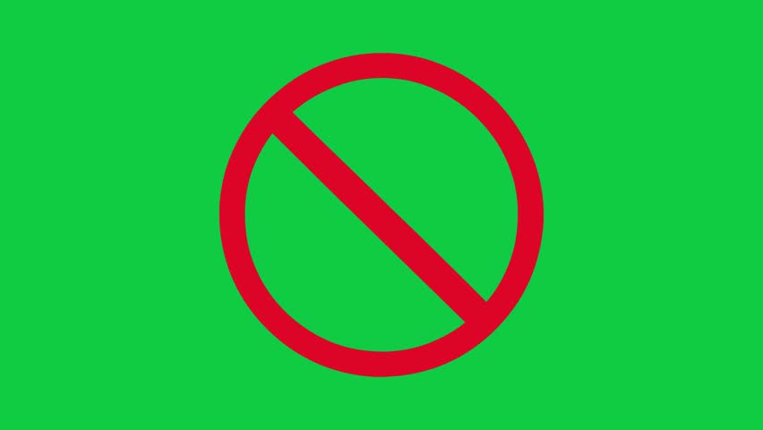 Red prohibition sign. Circle empty ban sign symbol. Red no sign green screen background. 4k animation video.