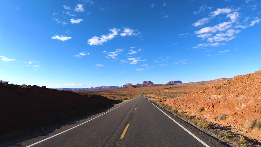 POV Monument Valley highway Wild West Landscape Tribal Park Colorado Plateau Utah Arizona USA travel