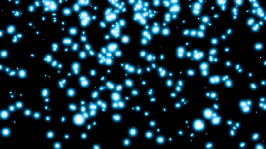 Abstract cyan glowing snowflakes particles fly in random directions on a black background seamless loop 3d render. Glitter bokeh elements backdrop for award ceremony, greeting card or celebration