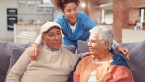 Hug, elderly care and support as caregiver in nursing home for health, wellness and compassion in retirement. Woman, senior people and embrace with helping hand, assistance or positive with comfort - Powered by Shutterstock - Get 15% off with code: PIKWIZARD15