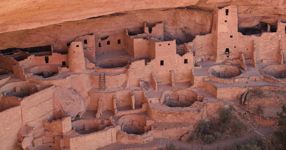 Pueblo cliff dwellings native settlement to ancient Indian peoples Mesa Verde National Park Colorado USA travel tourism