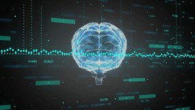 Animation of data processing and diagrams over brain. Technology, science and digital interface concept digitally generated video. - Powered by Shutterstock - Get 15% off with code: PIKWIZARD15
