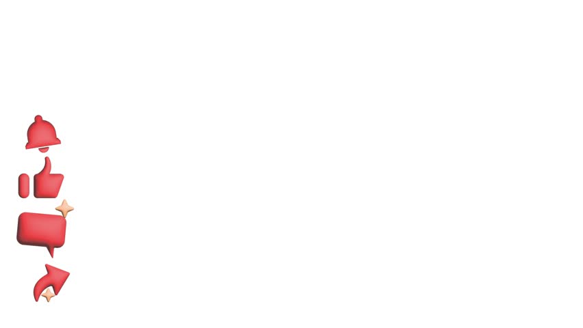 Easy to use animation of subscribe button, bell icon, like icon, comment, and share icon in alpha channel background