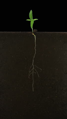 Time lapse of pepper germinating and growing in a rhizobox