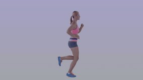 Fitness data analysis animation over woman jogging in futuristic interface. technology, workout, exercise, running, health, tracking - Powered by Shutterstock - Get 15% off with code: PIKWIZARD15