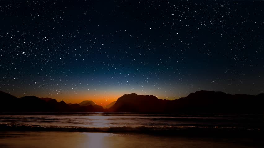 a night sea sky with moon and stars