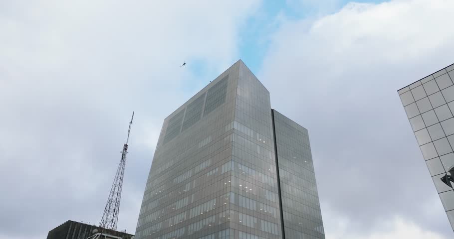 Aerial view of bustling paulista avenue with modern skyscrapers and urban landscape, sao paulo, brazil.
