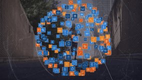 Digital icons and data processing animation over people walking in urban area. Futuristic, technology, innovation, city, connectivity, lifestyle - Powered by Shutterstock - Get 15% off with code: PIKWIZARD15