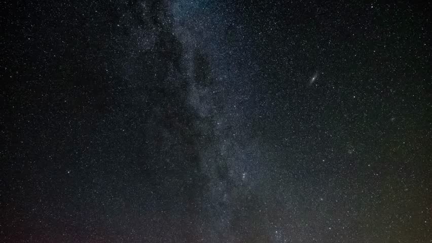 Time lapse footage of the Milky Way and perseid meteor shower with satellites and planes. Galaxy time lapse 4k video.