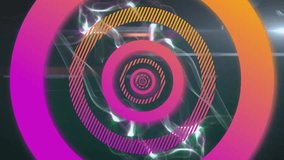 Animation of pink circles over light trails on black background. Pattern, shapes, background and digital interface concept digitally generated video. - Powered by Shutterstock - Get 15% off with code: PIKWIZARD15