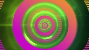 Animation of pink circles over green light trails on black background. Pattern, shapes, background and digital interface concept digitally generated video. - Powered by Shutterstock - Get 15% off with code: PIKWIZARD15