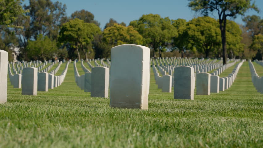 US military cemetery created during the Civil War. graves of American veterans on Memorial Day, National Cemetery, US military cemetery for World War Two. american veteran cemetery in the summer