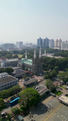 Aerial view of Jakarta Cathedral Church. Located in Central Jakarta near Istiqlal Mosque