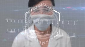 Animation of data processing with dna strand over caucasian female scientist on grey background. Global science, technology and digital interface concept digitally generated video. - Powered by Shutterstock - Get 15% off with code: PIKWIZARD15