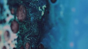 Vertical video. Glitter foam. Ink bubbles. Defocused blue pink black color shimmering particles texture oil paint mix wave round blob abstract art background. - Powered by Shutterstock - Get 15% off with code: PIKWIZARD15