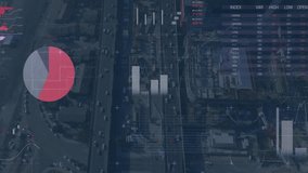 Animation of financial data processing over cityscape. Global business, finances, computing and digital interface concept digitally generated video. - Powered by Shutterstock - Get 15% off with code: PIKWIZARD15