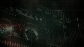 Animation of financial data processing with globe and world map on black background. Global business, finances, computing and digital interface concept digitally generated video. - Powered by Shutterstock - Get 15% off with code: PIKWIZARD15