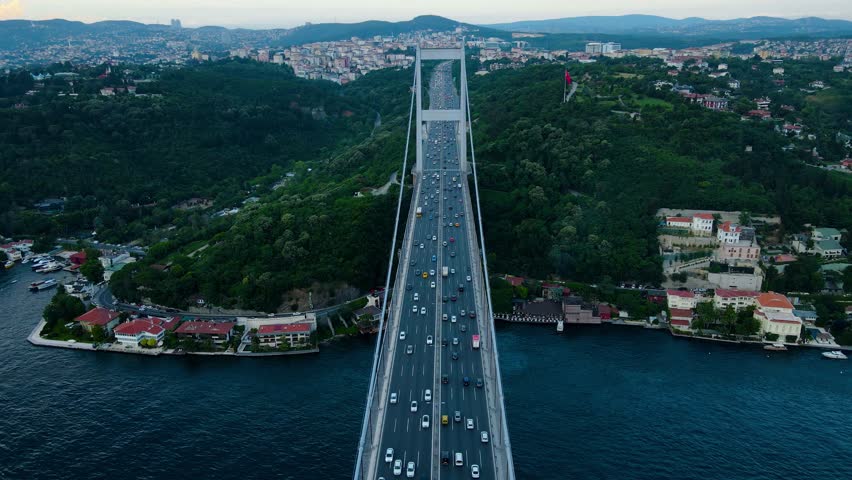 Istanbul Fatih Sultan Mehmet Bridge Aerial View Drone Shooting - İstanbul FSM Köprüsü Havadan Görüntüleme
