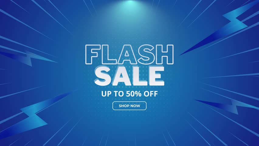 Flash Sale Shopping video with Flash icon and 3D text on Blue background. Flash Sales banner video template design for social media and website. comic design 4k video - Powered by Shutterstock - Get 15% off with code: PIKWIZARD15